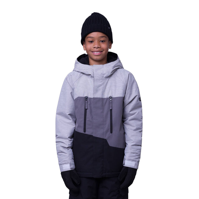 686 Boy's Geo Insulated Jacket White Heather Colorblock / M