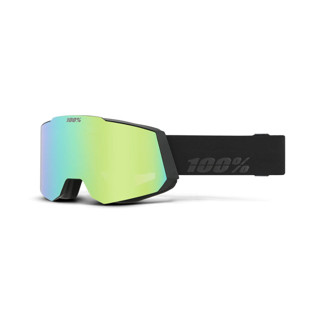 100% Snowcraft HiPER Goggles Black/Green - Mirror Green Lens