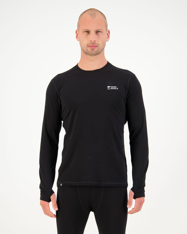 Mons Royale Cascade Merino Base Layer Long Sleeve - Black