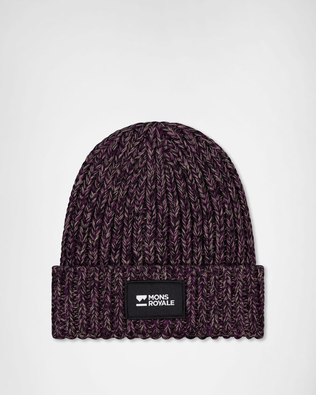 Mons Royale Triple Treat Merino Beanie - Cinder / Fig / Black