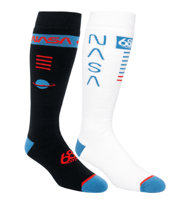 686 Mens Nasa Sock 2-Pack Nasa White Black / S/M