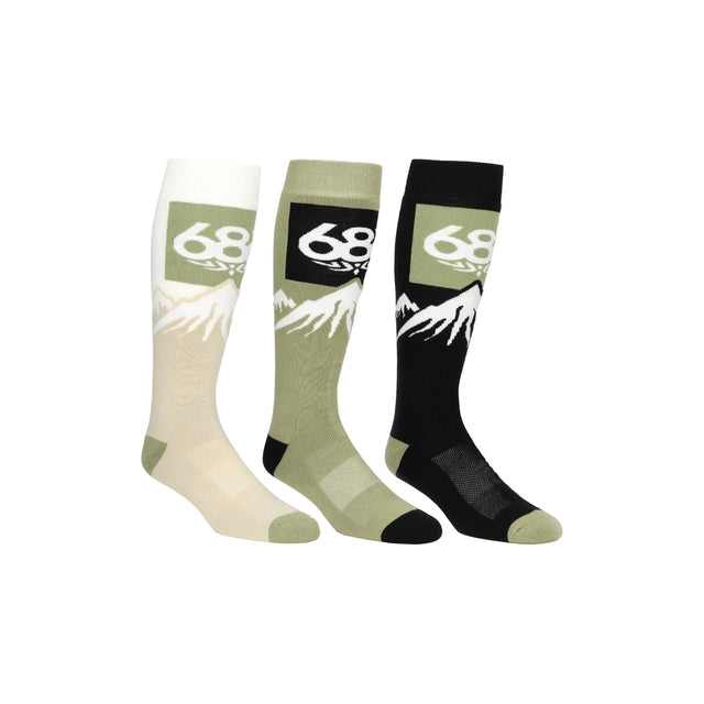 686 Mens Snow Caps Sock 3-Pack Multi / S/M